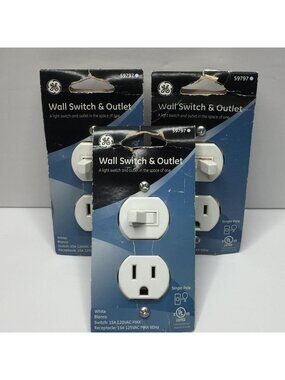 GE Wall Switch and Outlet Single Pole 15A White Set 3